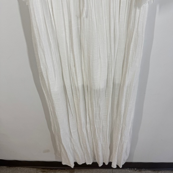 Aakaa White Boho Deep V-Neck Tassel Waist Beach Cover-Up Maxi Dress Size S - Picture 10 of 16